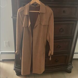 Forever 21 Camel Suede-Look Trench Coat